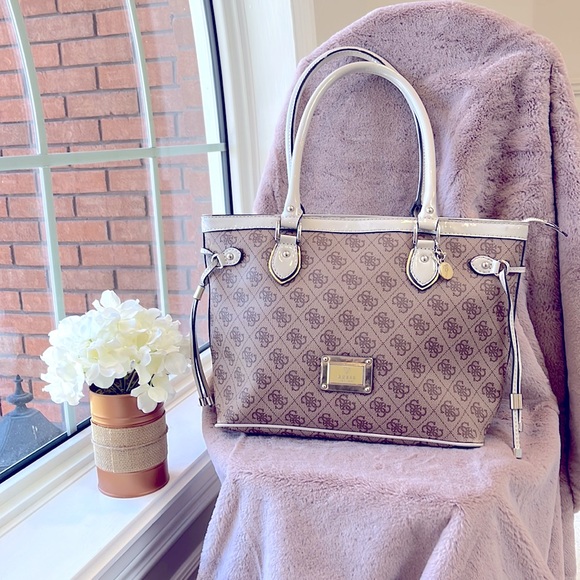 Guess Handbags - Guess Women’s Light Cream/Tan with Gold Accents